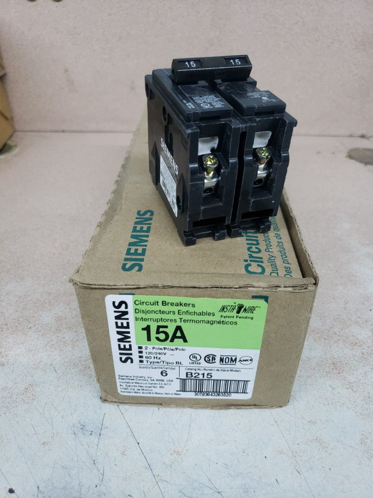 1 NEW B215 Siemens Circuit Breaker Thermal/Magnetic 2 Poles 15A BL215 240V