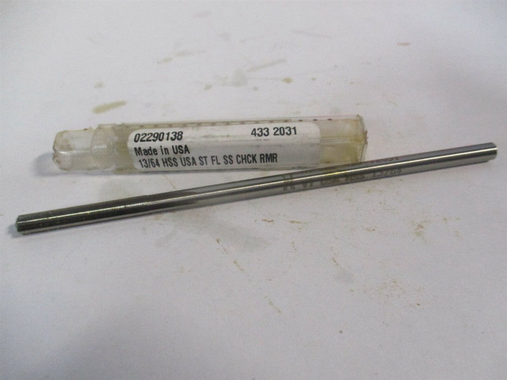 (433-0.2031) 13/64" x 1-1/4" x 5" 6-Flute Straight Shank HSS Chucking Reamer 