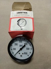 US Gauge Ametek 0-600 PSI Pressure Gauge 2 1/2 in Dial USA Rear 1/2" Stem F5