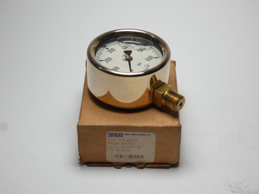 Wika 9310754 Glycerin Filled Pressure Gauge 2.5" Face Dial 0-600 PSI 1/4" NPT...