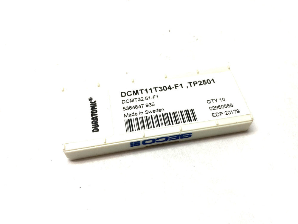 Seco DCMT11T304-F1, TP2501 DURTOMIC Insert for Turning DCMT32.51-F1 PKG OF 10
