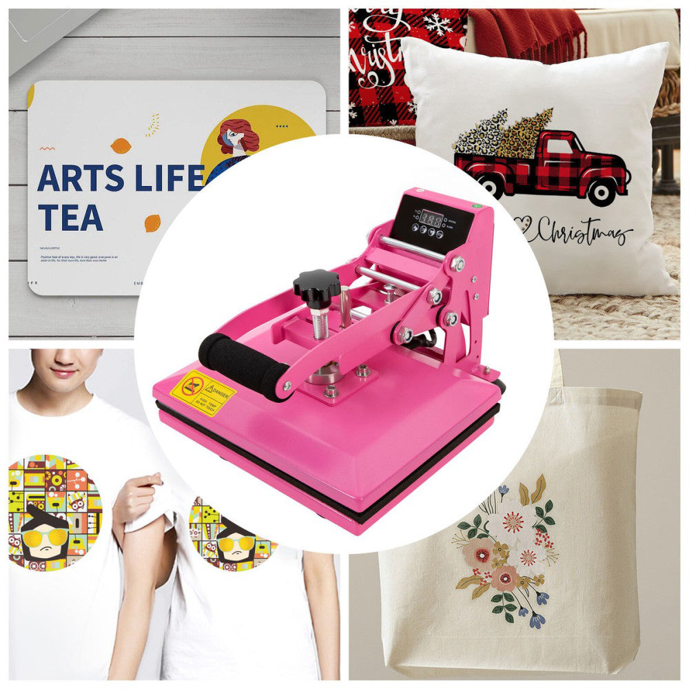 110V Heat Press Machine 12*9 in Slide Out Heat Transfer Machine T-Shirts Pink