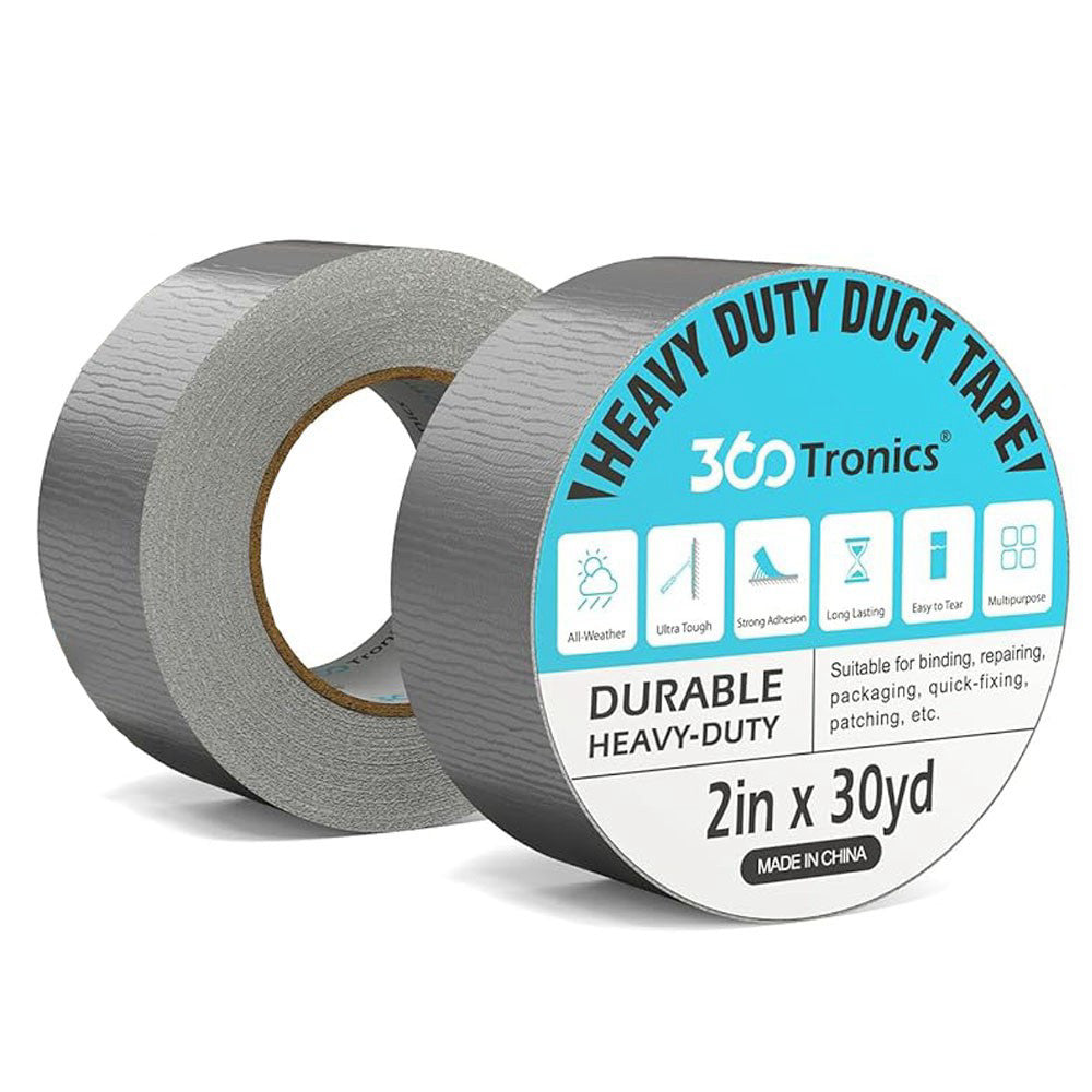 Silver Duct Tape 2" x 30 Yds, Waterproof for Crafts & Repairs, 2 Packs,