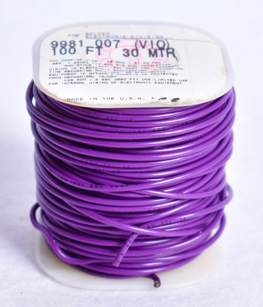 Belden 18 AWG Hook-Up Wire 19/30 Violet 300V 100'  9981 007100