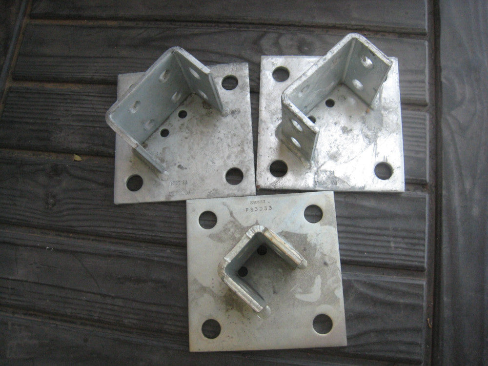 2 Power-Strut PS 3064-SQ-EG & ONE -3033 Galvanized Steel  U Post Bases 3 Pcs tot
