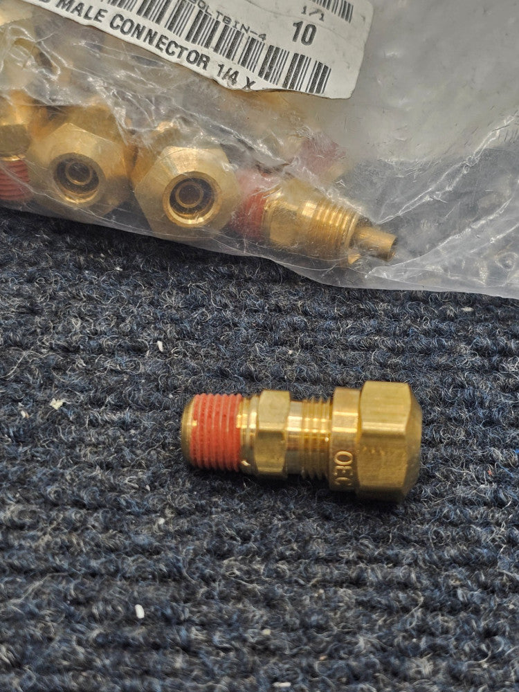 (10 PIECES) 90680 A/B Male Brass Straight Connector 1/4" x 1/8"