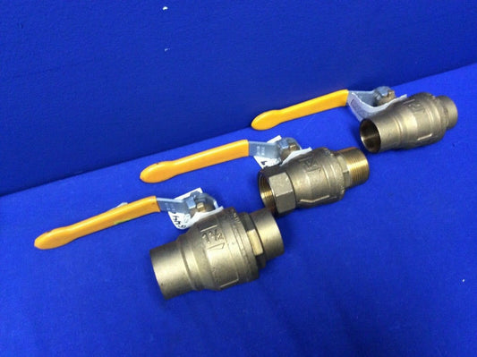 (LOT OF 3) RUB 1-1/2" & 1-1/4" FULL PORT BRASS BALL VALVE 600 CWP