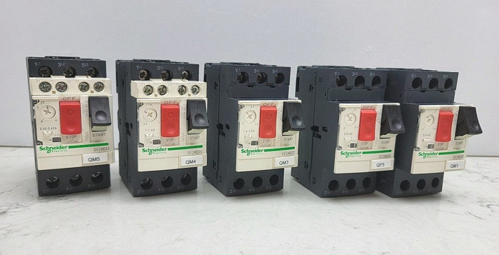 5 Pack Misc Lot Schnieder Motor Circuit Breakers GV2ME04 GV2ME06 GV2ME07 GV2ME08