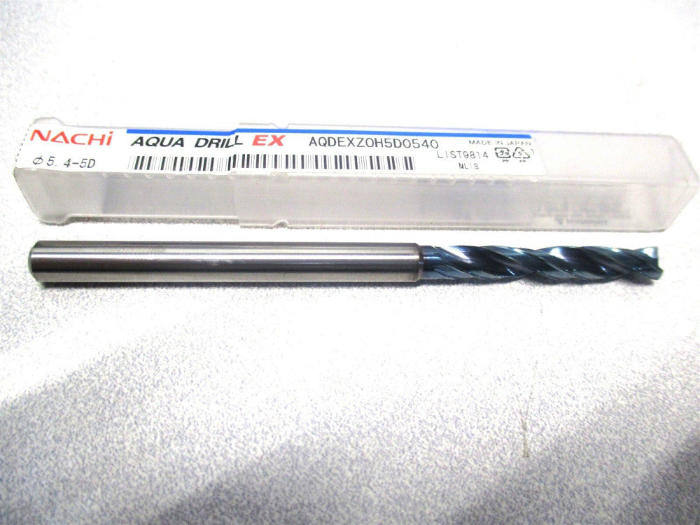 Nachi (0720000) 5.4mm x 94mm OAL 2-Flute Carbide Aqua EX Flat Bottom Drill