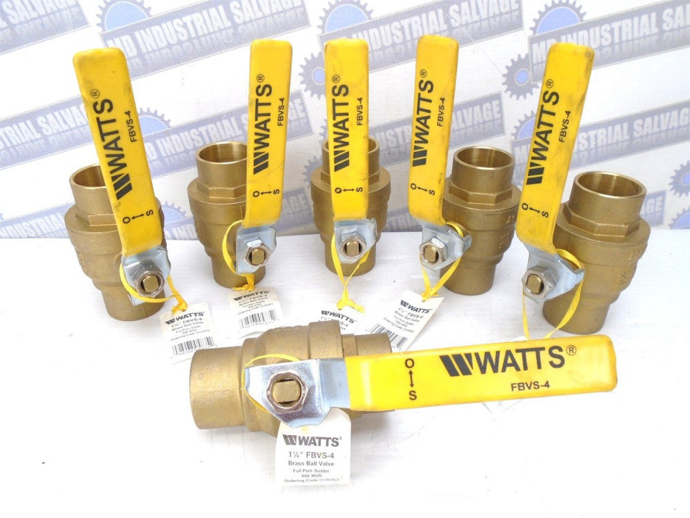 (6 Pcs) WATTS -FBVS-4 - 1-1/4" FULL PORT, SOLDER END, BALL VALVE 600WOG, 400°F 