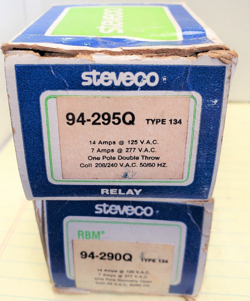 (2) White Rodgers Steveco 94-290Q & 94-295Q Type 134 Relays 14A@ 125Vac [OF5]
