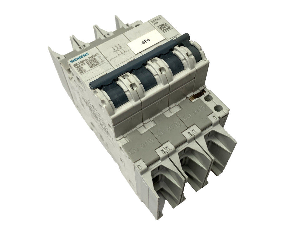 Siemens 5SJ4310-7HG42 Miniature Circuit Breaker 3-Pole 10A w/ 5ST3010 Switch