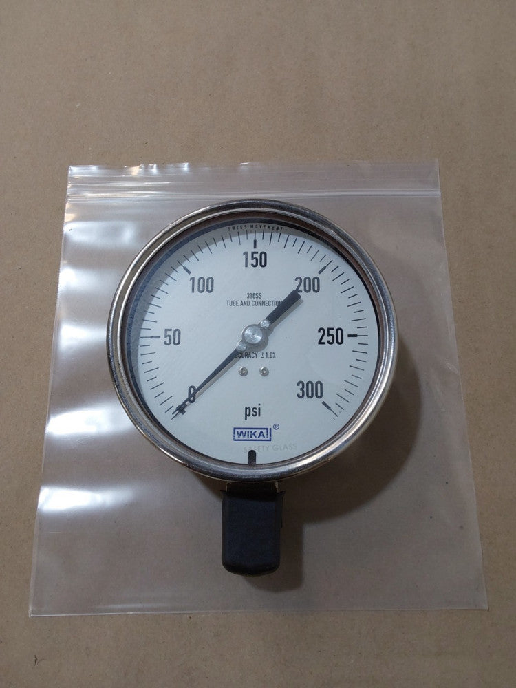 Wika 4.25" 316SS Tube and Connection Pressure Gauge 0-300 PSI