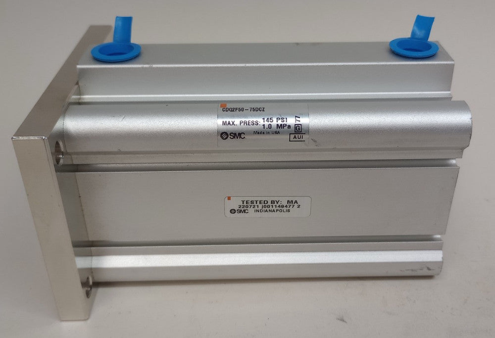 SMC CDQ2F50-75DCZ Compact Cylinder 50mm Bore 75mm Stroke 145PSI Max Pressure