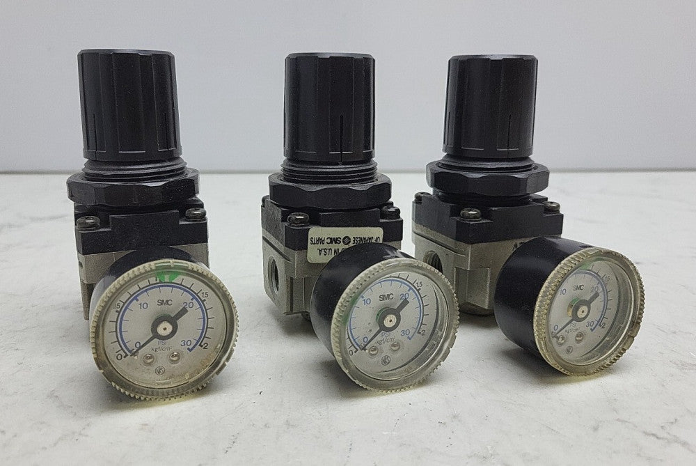 3 Pack Smc AR2000 Pneumatic Air Pressure Regulator Valve with Gauge 0-0.2MPa