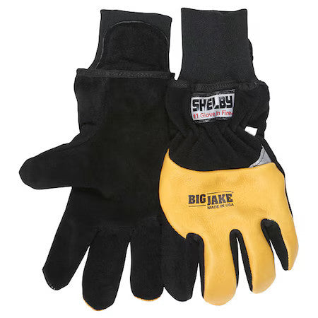Shelby 5281 X-Small Firefighter Gloves,Black/Yellow,Pr