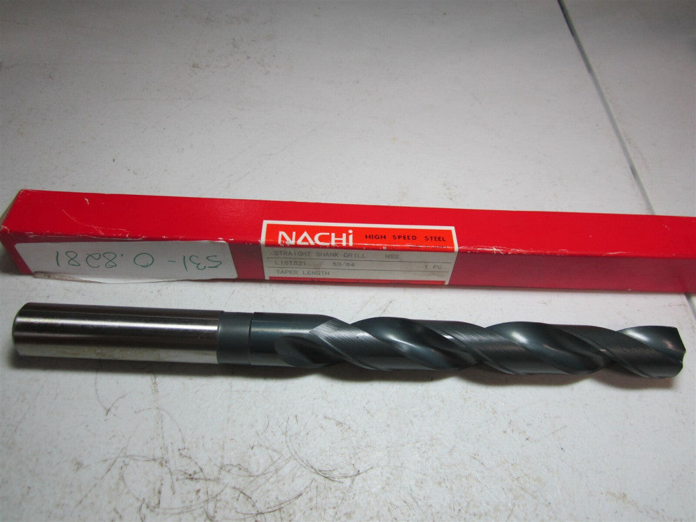 Nachi (531) 1057534 53/64" 118° 10-3/4" OAL M35 5% Cobalt Coolant Fed Drill