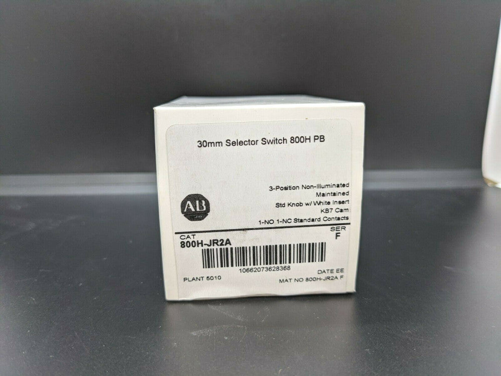 Allen Bradley 800H-JR2A 3 Position Selector Switch White Std Knob Maint