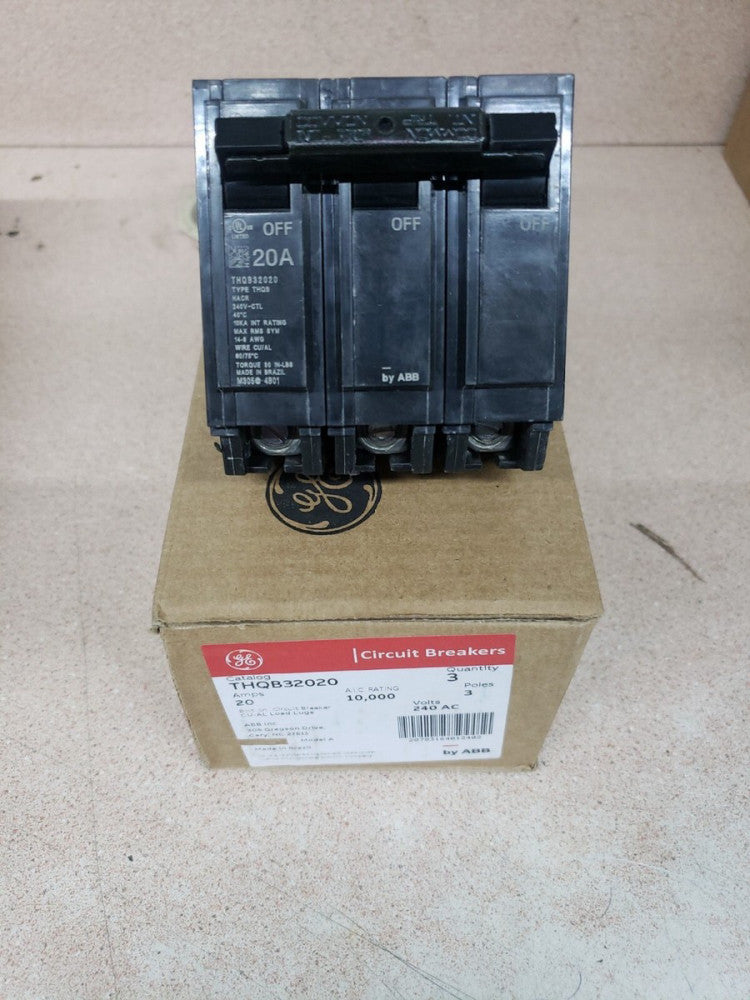 (1) NEW  GE THQB32020 3 Pole 20Amp CIRCUIT BREAKER Brand New In Box