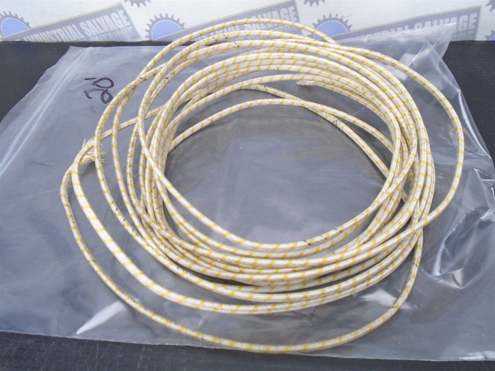 Vintage (20ft Section) WHITE w/ GOLD MARK , CLOTH COVERED WIRE, 2/16Ga. Solid