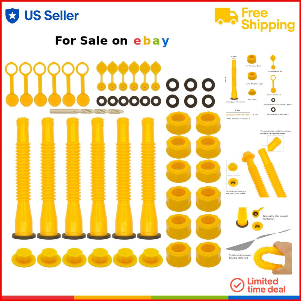 Gas Can Spout Replacement Set 10 Gal Yellow Flexible Nozzle Easy Install
