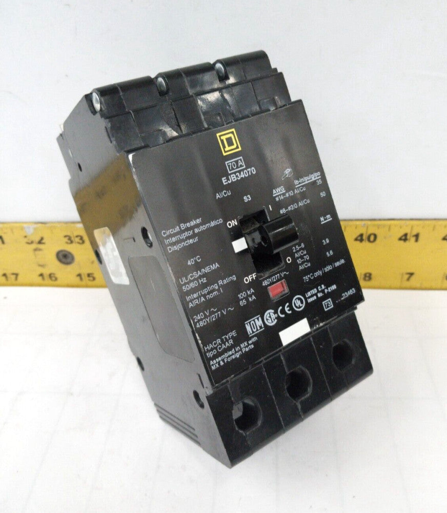 Square D 70 Amp Bolt-On Circuit Breaker 480Y/277 VAC 3 Pole  EJB34070