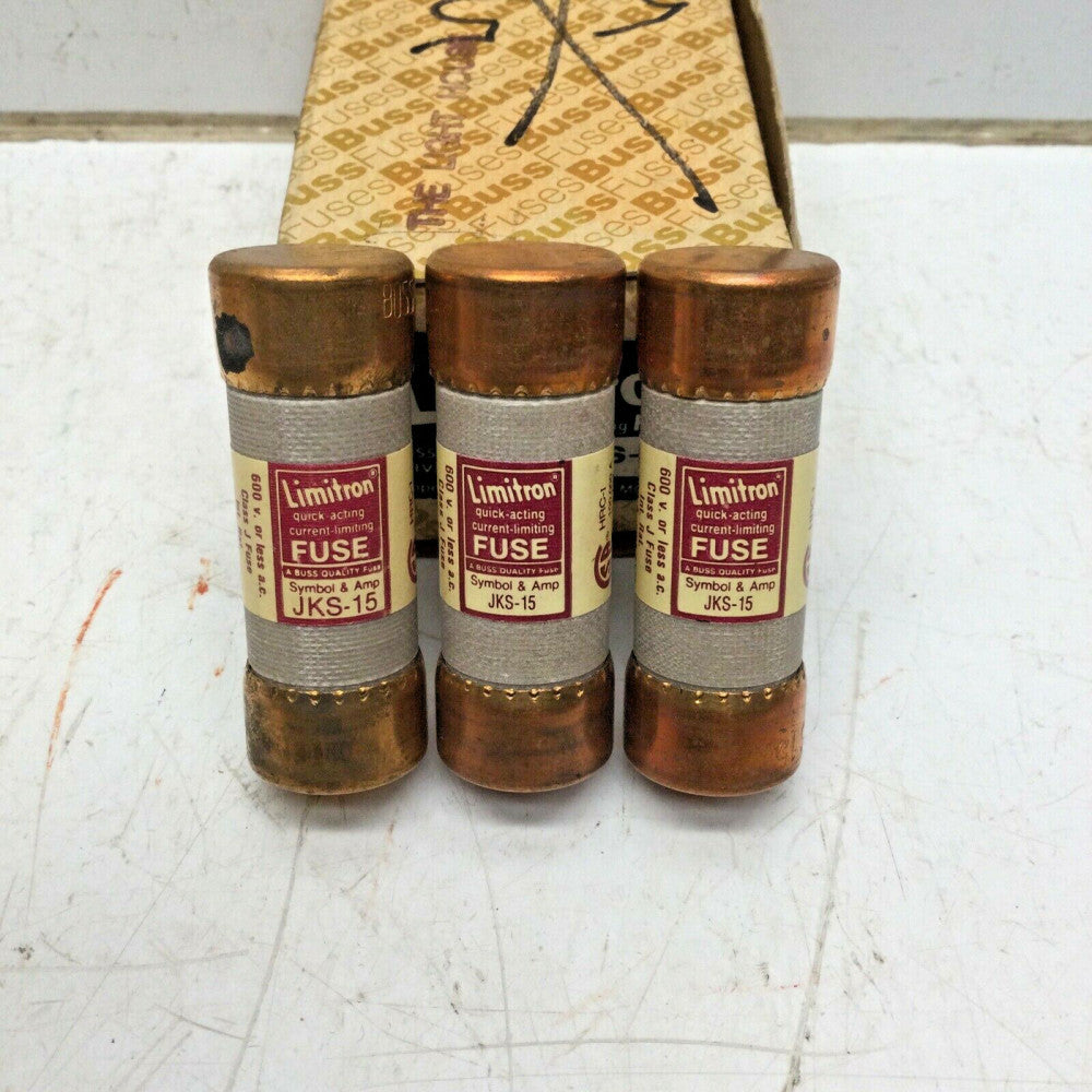 BUSSMANN BUSS LIMITRON JKS-15 CLASS J  Fuse 15 AMP 600VAC (LOT of 3)