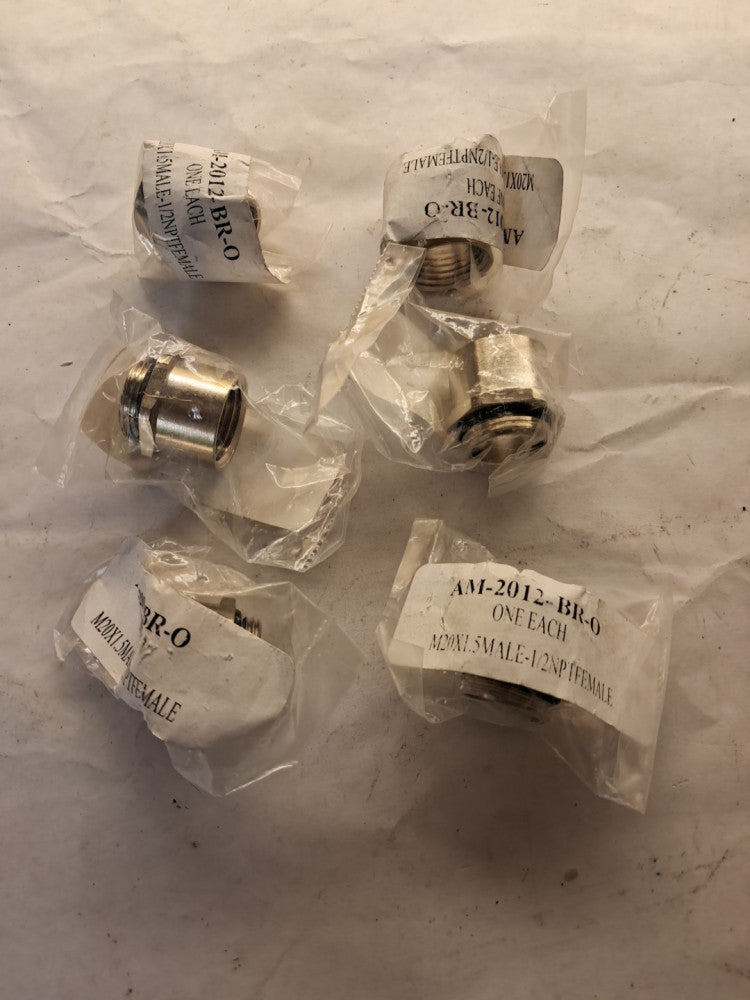(QTY 6) M20x1.5M-1/2" FNPT Nickle Plated Brass Adapter AM-2012-BR-O fits Sealcon
