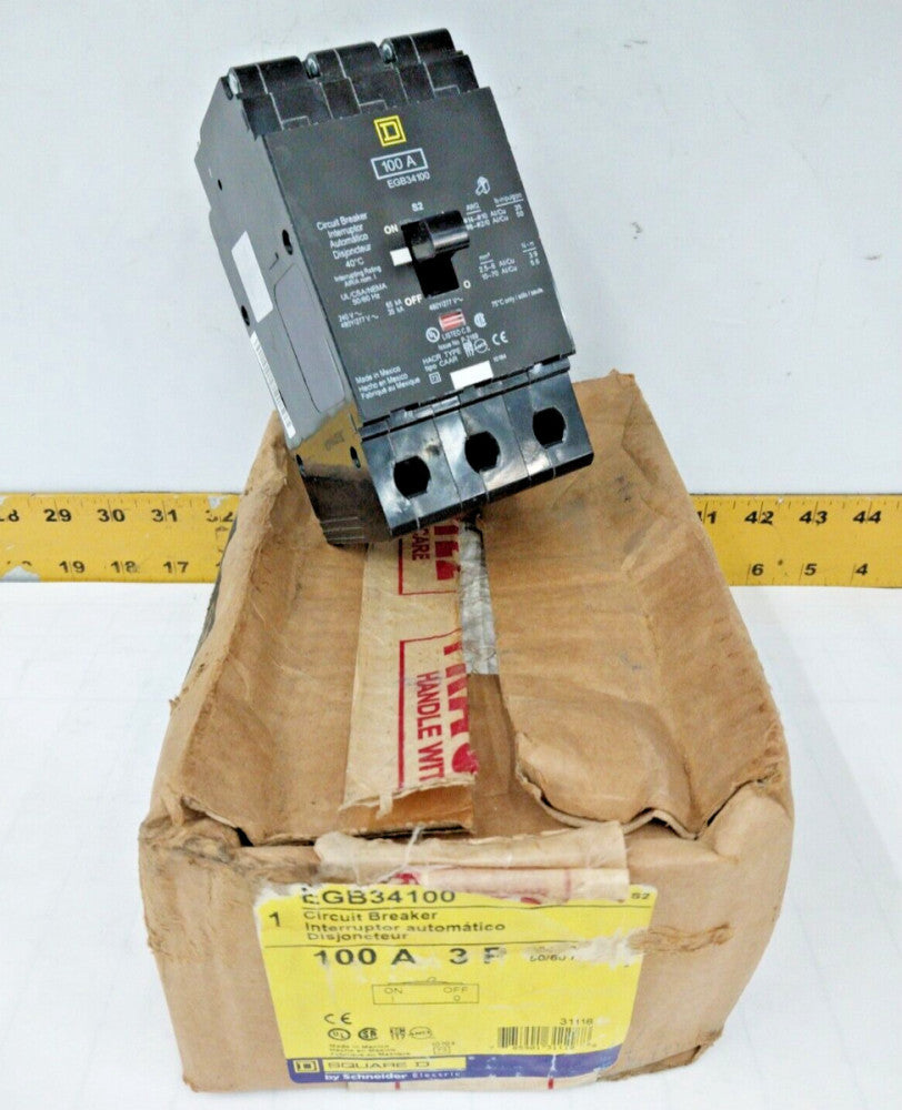SQUARE D 100 AMP BOLT ON CIRCUIT BREAKER 480Y/277 VAC 3 POLE  EGB34100
