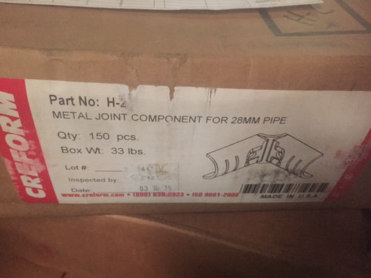 (Box of 150) H-2 CREFORM METAL JOINT COMPONENT FOR 28MM PIPE (NEW)