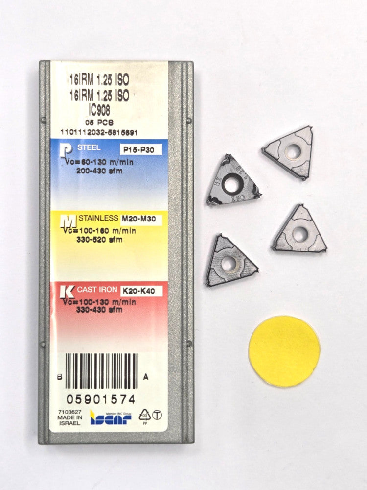 ISCAR*16IRM 1.25 ISO IC908*LAYDOWN THREADING INSERT*****LOT OF 4