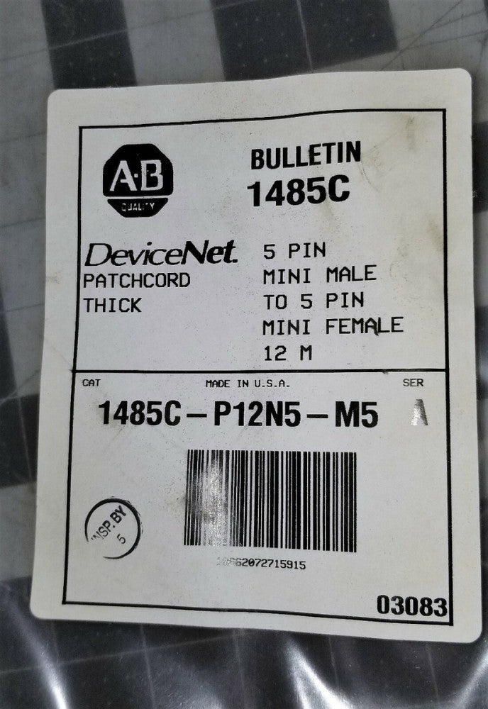 Allen Bradley 1485C DeviceNet 5 Pole Male/Female 12Meter Cord Set [Z5S2]