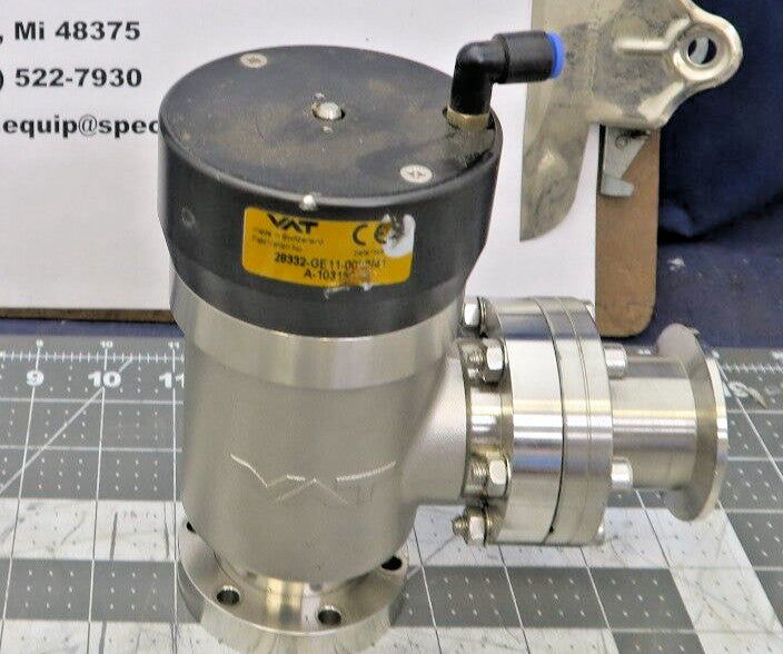 VAT 28332-GE11-0002 Pneumatic Right-Angle Vacuum Valve UHV Working Pull [A6S3]
