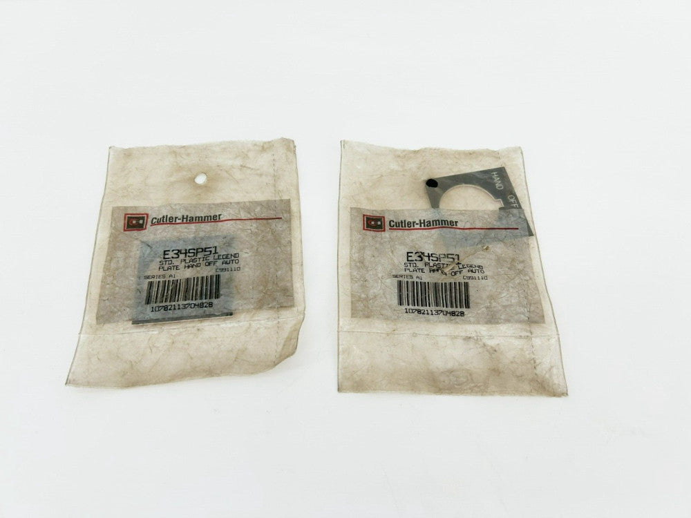 Lot of 2 New Eaton Cutler Hammer E34SP51 Legend Plates, HAND OFF AUTO