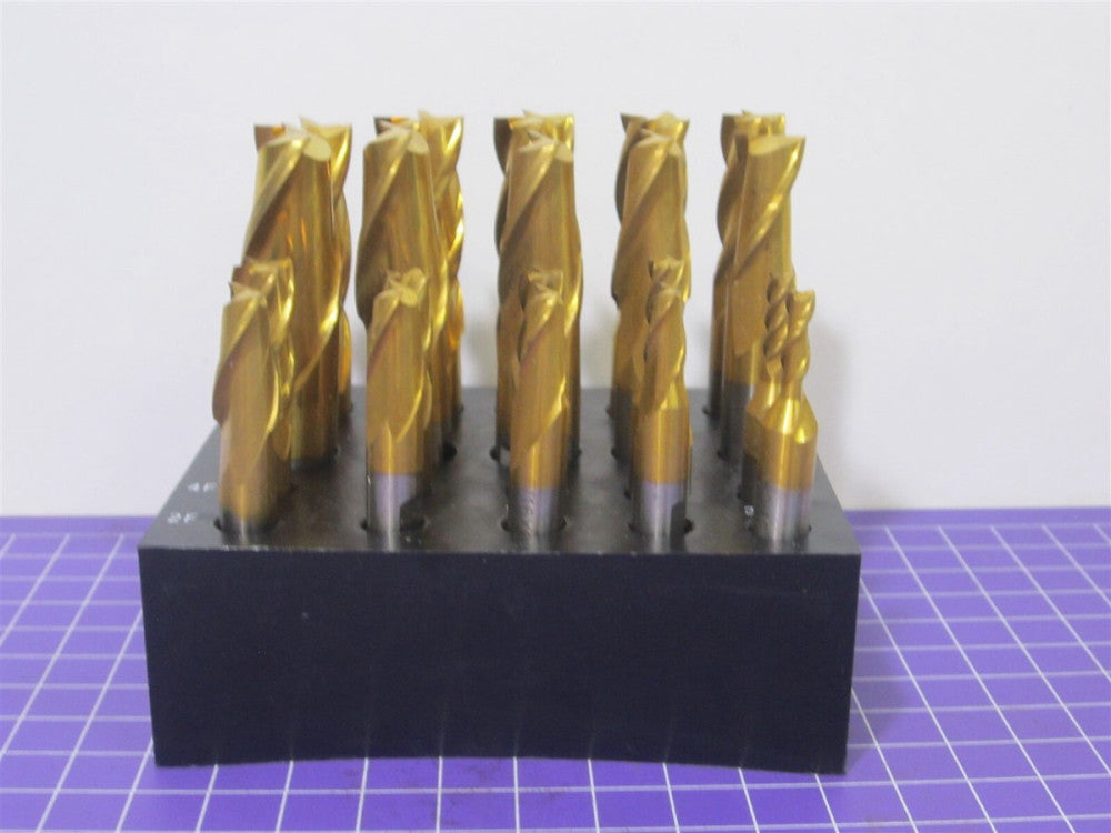 Value Collection 20 Piece HSS 3/16 to 3/4" Square End Mill Set 2 & 4F TiN 