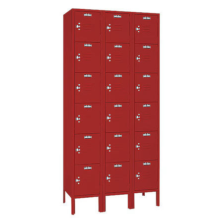 Lyon Yfc53623su Wardrobe Locker, (3) Wide, (6) Tier, Steel, Powder Coated