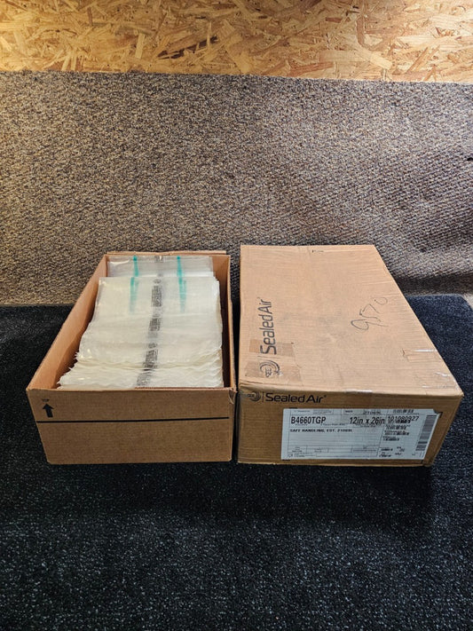 (QTY 250)Sealed Air B4660TGP 12"x26" 2 Tapes Plain Side Food Safe Handling Clear