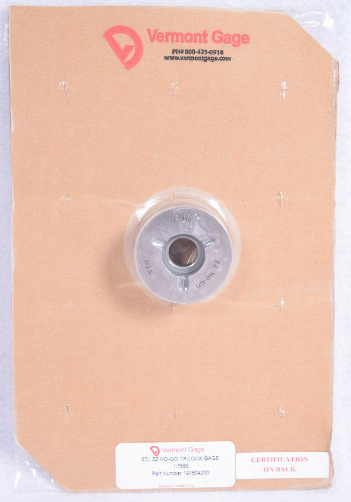 Vermont Gage Trilock Gage STL ZZ NO-GO 1.7550 191504110