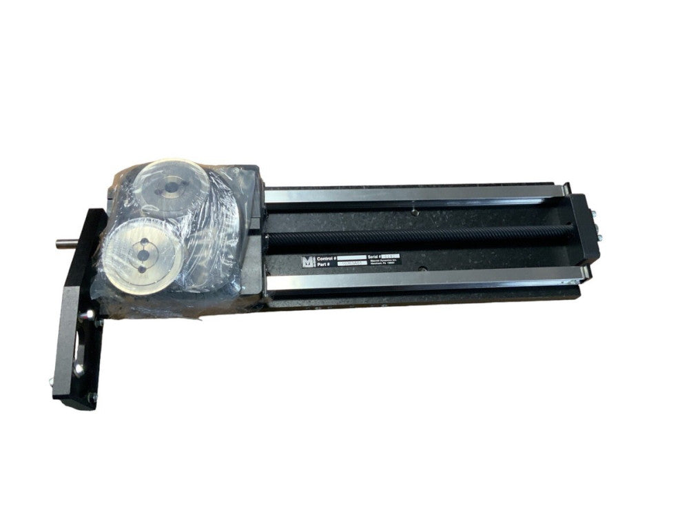 MACRON 10763A01 LINEAR TABLE SLIDE RAIL W/ 4 R166611420 GRIPPERS & PULLEYS, BELT
