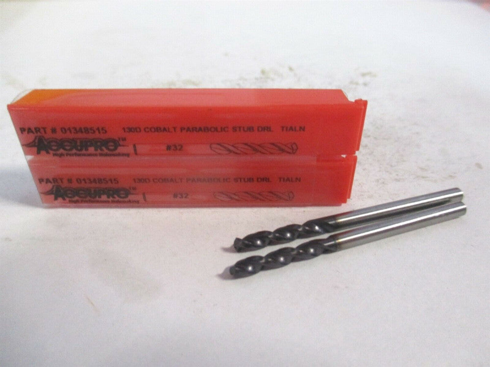 (1630295A-AC) #32 130° Parabolic Flute Cobalt Screw Machine Drill Bit - Qty 2
