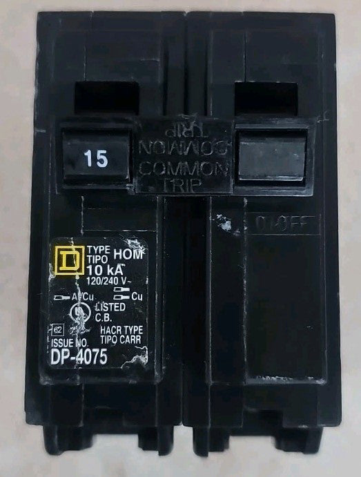 Square D HOM215 15A 2 Pole Circuit Breaker NOS