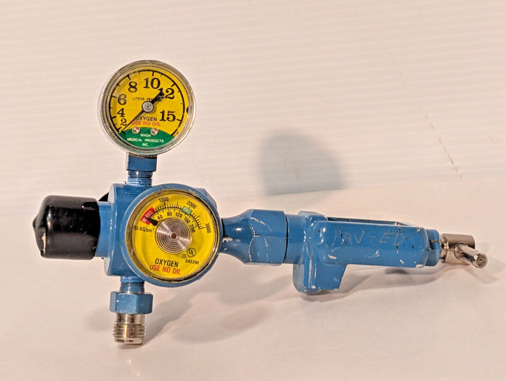 Mada Medical Products 2 Gauge Oxygen Regulator, 3000PSI KG/cm, Use No Oil