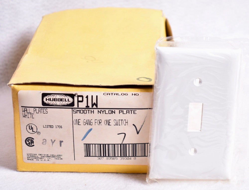 24 Count Hubbell Wiring Device White Toggle Switch Wall Plates P1W