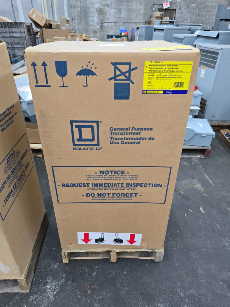New Square D 37.5 KVA Single Phase Transformer 240X480 - 120X240 VAC EE37S3HBCU