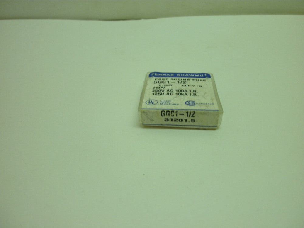 FERRAZ SHAWMUT GGC1-1/2 FAST-ACTING FUSE 250 V 1-1/2A 1-(BOX OF 5) NEW IN BOX