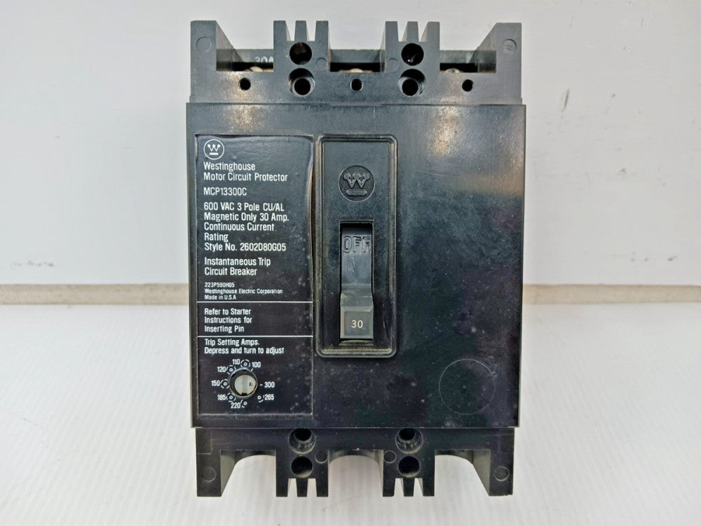 Westinghouse 30 Amp Motor Circuit Protector 3 Pole 600 VAC MCP13300C