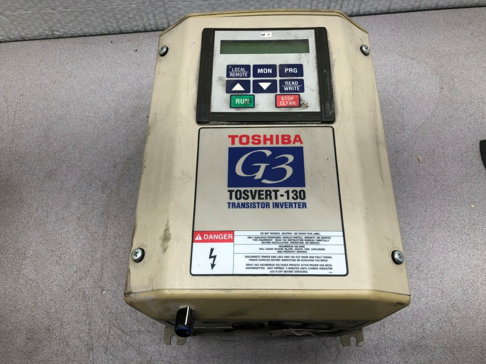 USED TOSHIBA G3 TOSVERT-130 2 HP 230 VAC INPUT 3 PH .1-80/400 HZ INVERTER DRIVE 
