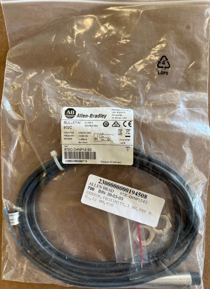 ALLEN-BRADLEY, 872C-D4NP12-E2, SER E, INDUCTIVE PROXIMITY SENSOR, MAKE OFFER!