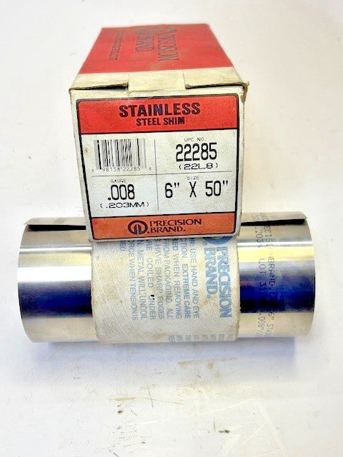 PRECISION BRAND SHIM 22285 STAINLESS STEEL 6" WIDE  .008 GAUGE