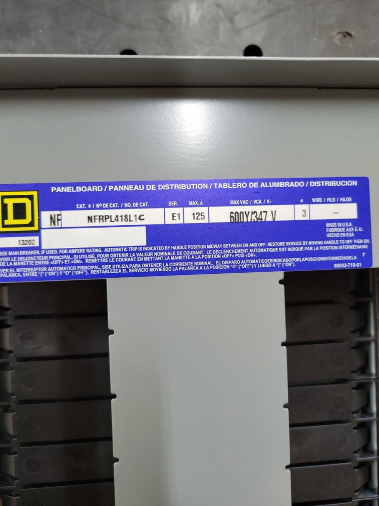 1- SQUARE D- SCHNEIDER ELECTRIC NFRPL418L1C 125A 600V 18CIR MLO NEW OLD STOCK